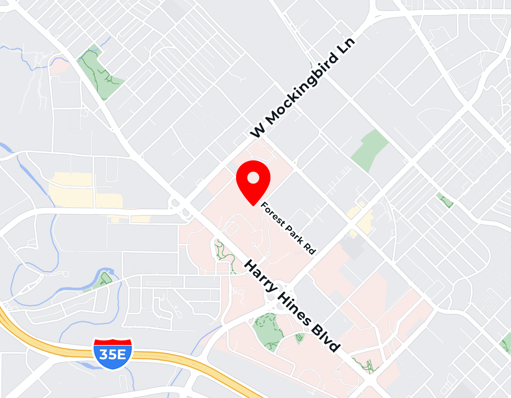Map of the new pediatric campus location in Dallas, TX